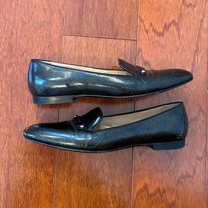 Longchamp Black Snakeskin Leather Loafers